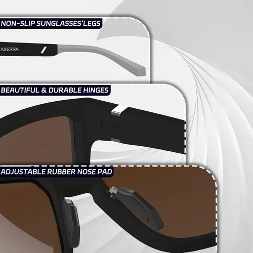 Vista 4 de Yaserra TAC - Lentes de sol cuadrados polarizados para hombres y mujeres, ligeros TR90, marco de color, lentes de moda, bloqueo UV