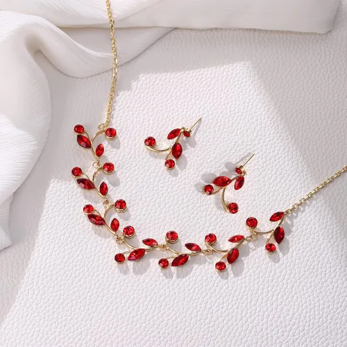 Vista 3 de EleQueen Women's Gorgeous Rhinestone Crystal Marquise-Cut Pear Shape Floral Necklace Earrings Jewelry Set for Wedding Bridal Party