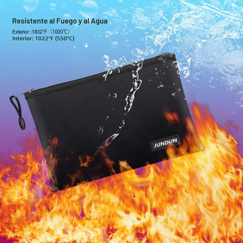 Vista 7 de Jundun - Bolsas de documentos ignífugas, de 13.4 x 9.4 pulgadas, impermeables y resistentes al fuego, con cremallera para archivos, documentos A4