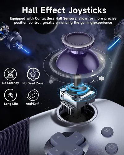 Vista 3 de EasySMX X10 Wireless PC Controller with Dual Hall Effect, Bluetooth Controller for PC/Switch/Steam/Android TV, Mobile - Include a White Swappable