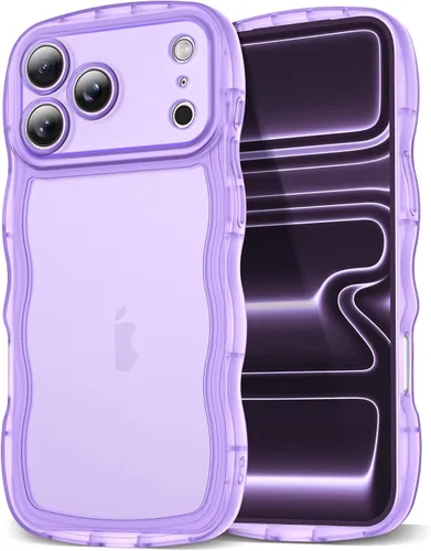 Vista 46 de SKYLMW Funda compatible con iPhone 12 Pro, diseño de ondas rizadas kawaii, borde chapado de lujo, elegante parte trasera transparente brillante, TPU