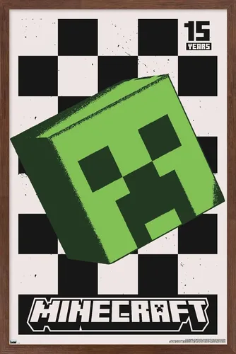 Vista 17 de Trends International Minecraft: 15th Anniversary - Póster de pared Posterized Creeper, 22.4 pulgadas de largo x 14.7 W, versión enmarcada de madera