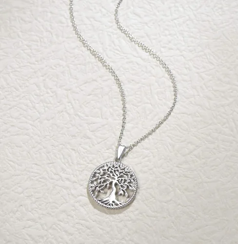 Vista 4 de AGVANA Collar con colgante de árbol de la vida de plata de ley 925 para mujer, joyería delicada, collar de árbol familiar, regalo de aniversario