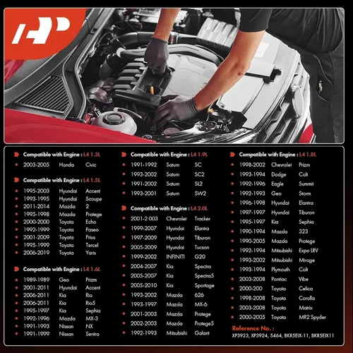 Vista 3 de A-Premium Paquete de 4 bujías iridio compatibles con Toyota Corolla, Prius, Yaris, 4Runner, Tacoma y Hyundai Elantra y Subaru Forester y Honda