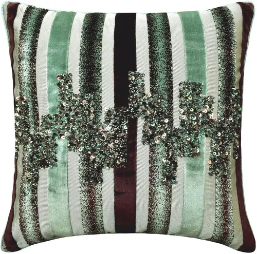 Vista 35 de The HomeCentric Fundas de almohada decorativas con bordes de 12 x 12 pulgadas Funda de cojín de seda de arte moderno Fundas de almohada verdes