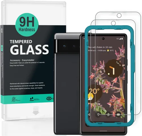 Vista 10 de Ibywind Protector de pantalla para Google Pixel 6a 5G 6.1", con protector de lente de cámara de metal, sin burbujas, fácil de instalar