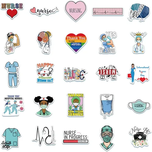 Vista 3 de Pegatinas para enfermeras, paquete de 50 unidades, pegatinas, lindas calcomanías de enfermería, regalos para enfermeras, mujeres, adultos, vinilo