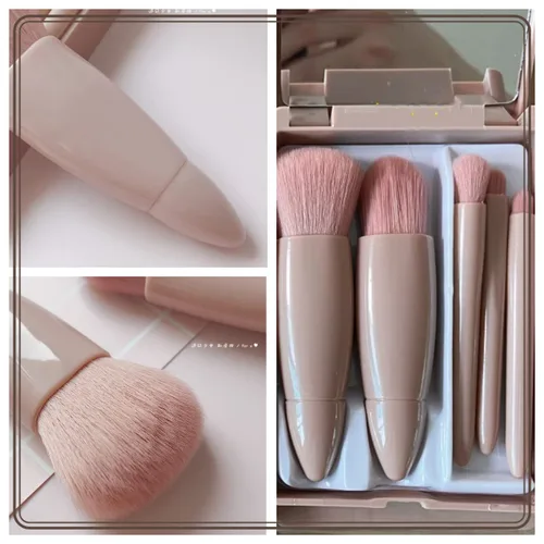 Vista 3 de Juego de brochas cosméticas de mini función completa, espejo de maquillaje, fácil de transportar, juego de brochas de maquillaje de viaje