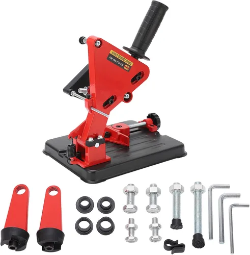 Vista 2 de Soporte para amoladora angular, soporte fijo, estación de corte duradera para taller, hierro fundido, rojo y negro, se adapta a amoladora de 100 a