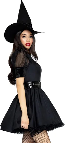 Vista 3 de Leg Avenue Disfraz clásico de bruja hechizante para mujer, Negro