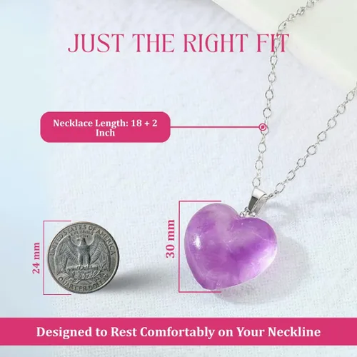 Vista 6 de Gempires Love - Collar con colgante de cristal de corazón para mujer, chapado en plata, cadena ajustable de 18 + 2 pulgadas