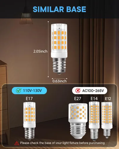 Vista 3 de Paquete de 3 bombillas LED E17 para debajo del microondas, luces sobre estufa, campana extractora, 3.5 W (equivalente a bombilla halógena de 35 W)