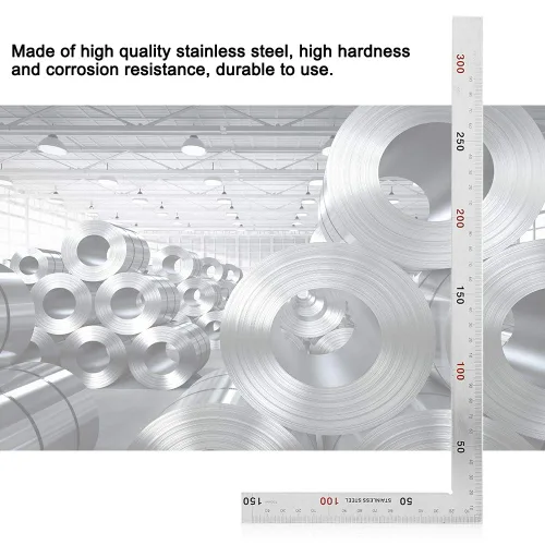 Vista 4 de Oumefar Cuadrado de marco en forma de L, 2 unidades, acero inoxidable cuadrado de carpintero de 90 grados, regla cuadrada de ángulo recto, regla