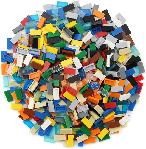 Vista 5 de 700 Piezas de Ladrillos Planos Multicolores 1×2, Bloques de Construcción a Granel para Superficies Lisas de Pared y Piso, Accesorios de Juguete