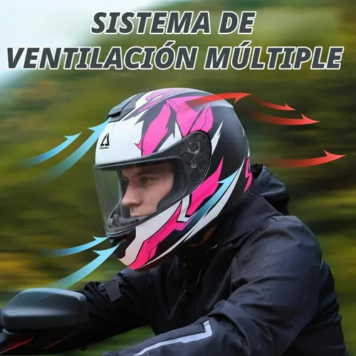 Vista 3 de TRIANGLE Casco de motocicleta de cara completa, aprobado por DOT, para Mate rosa