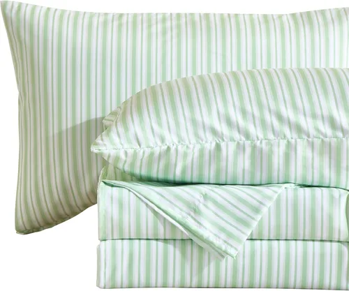 Vista 36 de MCO Juego de sábanas a rayas de 4 piezas, juego de sábanas Full transpirable con bolsillo profundo de 16", moderno y lujoso, juego de ropa de cama
