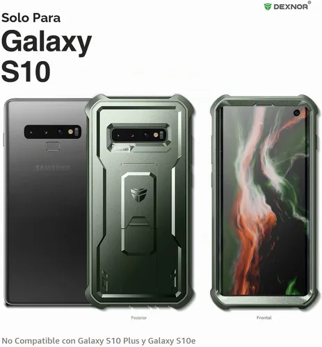 Vista 2 de Dexnor Funda para Samsung Galaxy S10, [Protector de Pantalla y Soporte Integrados] Protección de Grado Militar de Servicio Pesado a Prueba de Golpes