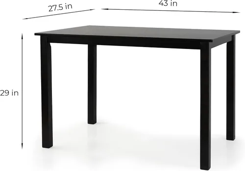 Vista 3 de Preston - Mesa rectangular de madera maciza, estilo contemporáneo, color espresso