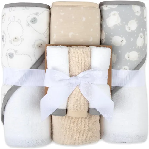 Vista 14 de Juego de 6 toallas de baño con capucha para bebés y niñas recién nacidos, bebés y niños pequeños, juego de toallas con capucha para bebés y niñas