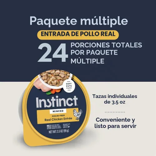 Vista 6 de Instinct Receta picada sin granos con pollo real, comida húmeda natural para gatos, tazas de 3.5 onzas (caja de 12)