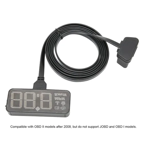 Vista 3 de Coche HUD Display Remaining Recordatorio Brillo Ajustable Multifunción Temperatura Voltímetro Digital Velocímetro para Coche OBD II 2008