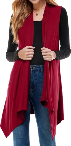 Vista 5 de Azules Sleeveless Cardigan for Women, Soft Lightweight Duster Open Front Sleeveless Long Cardigan Vest