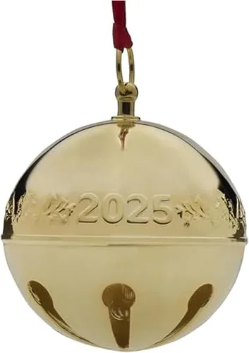 Vista 10 de Wallace 32ª edición 2021 Adorno de campana de trineo chapada en oro, oro, Navidad