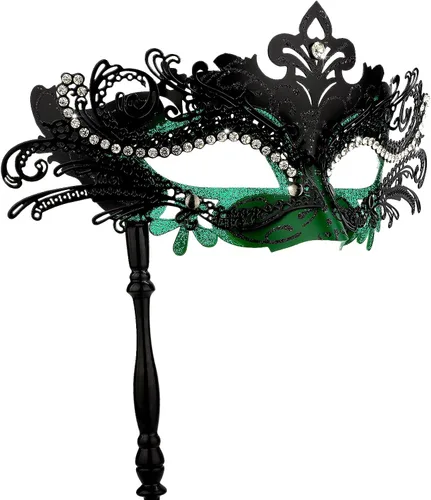 Vista 16 de Hoshin Máscara de mascarada con palo, decoraciones de Mardi Gras, máscaras venecianas para mujer