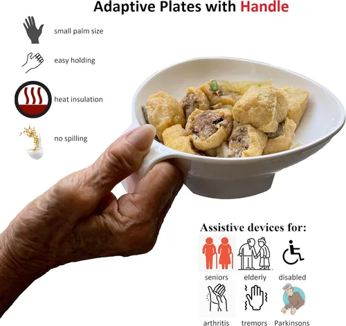 Vista 2 de Tazón de alimentación adaptativo para adultos mayores y discapacitados – Cuenco antiderrames para comer con una sola mano, artritis, Parkinson
