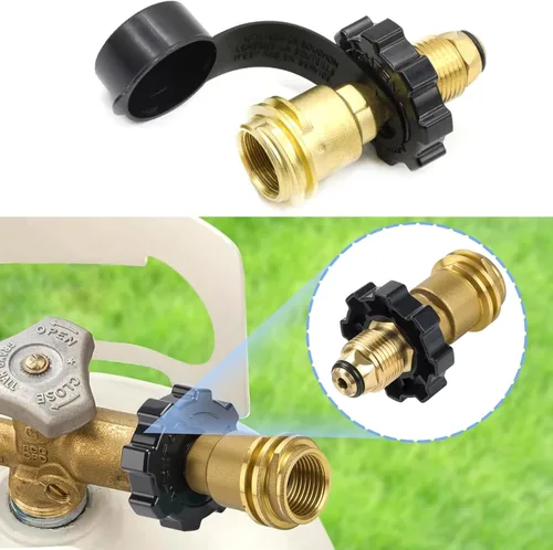 Vista 7 de Adaptador universal de tanque de propano que convierte POL a QCC1 / Tipo 1, POL a conector de propano QCC