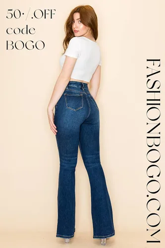 Vista 4 de FASHIONBOGO.COM BUY1 GET1 Free Code BOGO Jeans elásticos para mujer
