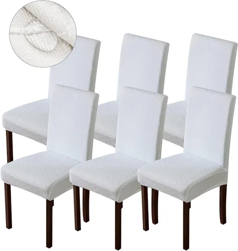 Vista 23 de Genina Fundas impermeables para sillas de comedor, fundas para sillas Parsons de cocina, fundas para sillas Parsons (beige, 2 piezas)