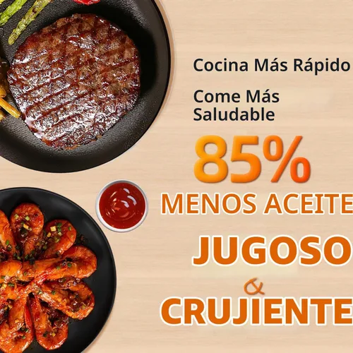 Vista 5 de TomaChef Freidora de aire de 5.3 cuartos de galón con ventana visible, cocina digital 10 en 1 (negro)