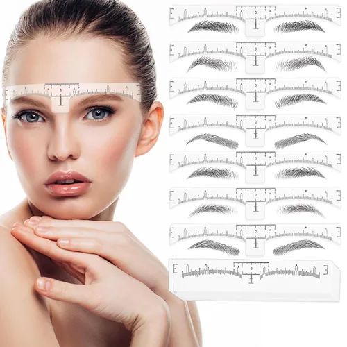 Vista 2 de 50 plantillas de regla de cejas, calcomanías desechables Abeillo para regla de cejas, plantilla de cejas de microblading, herramienta moldeadora