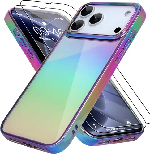 Vista 39 de Bonoma - Funda para iPhone 17 Pro 2025 brillante iridiscente, color negro Antideslizante (negro)