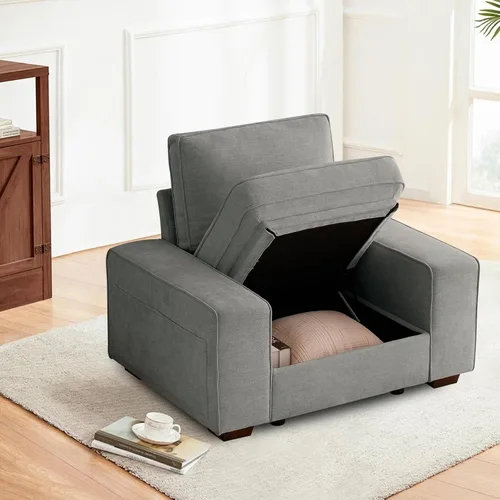 Vista 50 de TEKAMON - Sofá modular de 73" con almacenamiento en el asiento, sofá biplaza moderno de tela de chenilla para sala de estar, oficina, apartamento