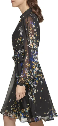 Vista 3 de DKNY Vestido cruzado de imitación de manga larga para mujer