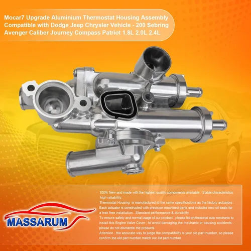 Vista 3 de Conjunto de carcasa de termostato de aluminio compatible con vehículo Dodge Jeep Chrysler - 200 Sebring Avenger Caliber Journey Compass Patriot 1.8L