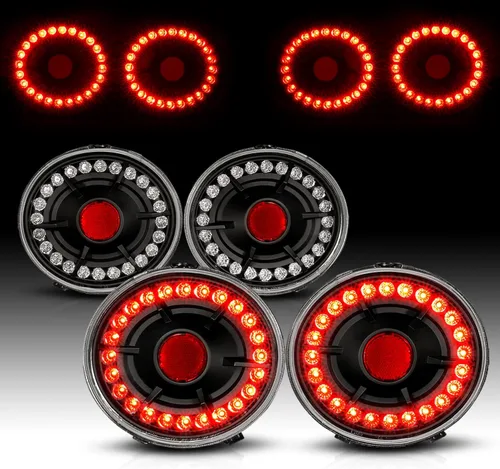 Vista 2 de AmeriLite L.E.D - Luces traseras negras para Chevy Corvette/Covette Z06, lado del pasajero y del conductor
