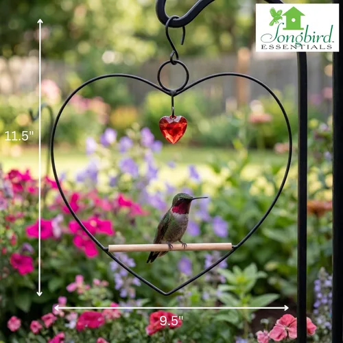 Vista 2 de Songbird Essentials Tweet Columpio Corazón Colibrí - Negro - Clavija de Madera