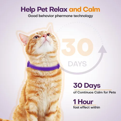 Vista 5 de Collar calmante para gatos con feromona, paquete de 4 collares calmantes para gatos para reducir la ansiedad y los arañazos, 30 días de larga