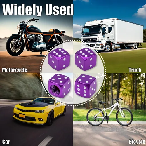 Vista 55 de 4 tapas de válvula de neumático de granada cromada, tapas de válvula de neumático de acero inoxidable para automóviles, camiones, SUV, motocicletas