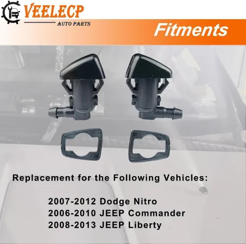 Vista 4 de Kit de pulverización de limpiaparabrisas delantero compatible con Commander Liberty 2006-2010 - Nitro 2007-2012 (paquete de 2)