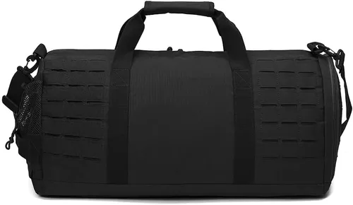 Vista 2 de Bolsa de lona táctica militar de 40 L, bolsa de gimnasio, bolsa deportiva de viaje, entrenamiento de fitness, lona impermeable con compartimento