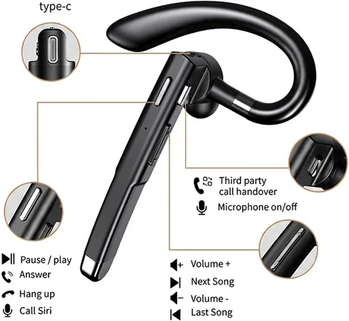 Vista 5 de Auriculares inalámbricos, auriculares inalámbricos manos libres, auriculares inalámbricos con cancelación de ruido, micrófono, compatible