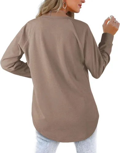 Vista 4 de Sudaderas para mujer, cuello redondo, ajuste holgado, camisetas de manga larga para mujer