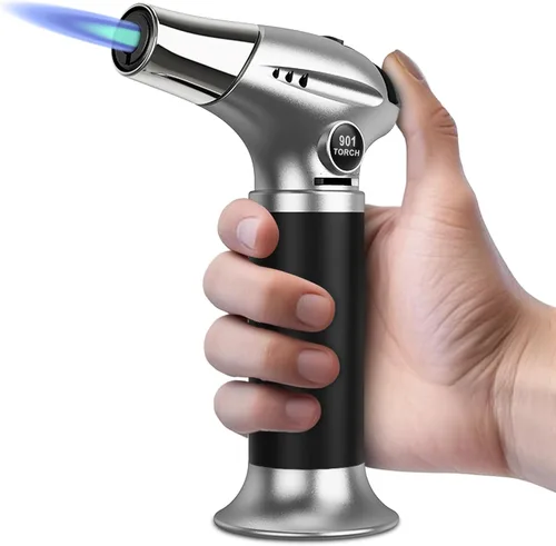 Vista 8 de Sondiko Antorcha para Crème Brûlée, Antorcha Encendedor de Butano Recargable con Llama Ajustable para Bricolaje, Crème Brûlée, Parrillada