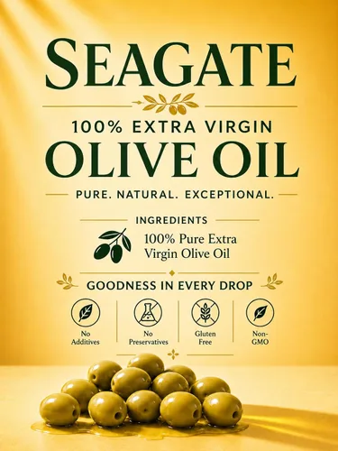 Vista 4 de Seagate Productos Aceite de Oliva Virgen Extra 100% Puro (16.9 fl oz) Botella de Plástico