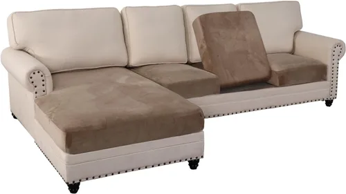 Vista 67 de PrinceDeco Fundas de cojín para sofá, funda elástica y lavable, funda de cojín ajustable de tela de terciopelo antideslizante, protector de muebles