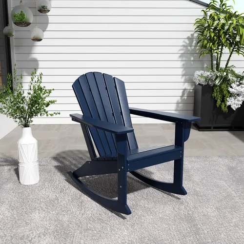 Vista 19 de WestinTrends Dylan - Silla mecedora Adirondack de plástico de polietileno para exteriores, color negro